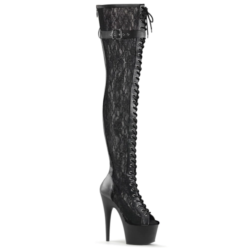 ADORE-3025ML Blk Faux Leather-Mesh-Lace/Blk Matte