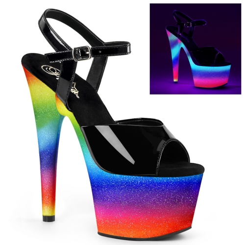 ADORE-709WR Blk Pat/Rainbow Glitter