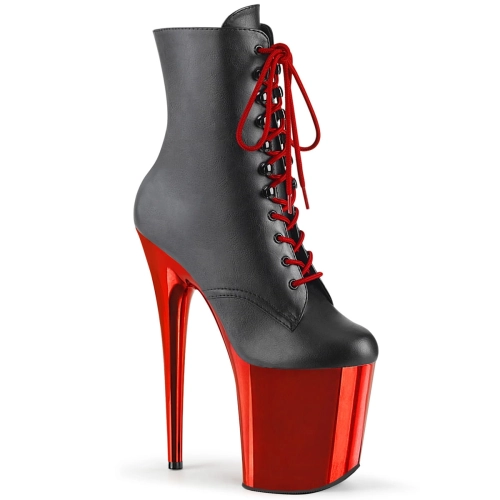FLAMINGO-1020 Blk Faux Leather/Red Chrome