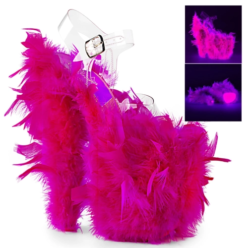 FLAMINGO-808F Clr/Neon H. Pink Marabou Feather