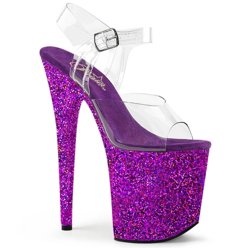 FLAMINGO-808LG Clr/Purple Holo Glitter