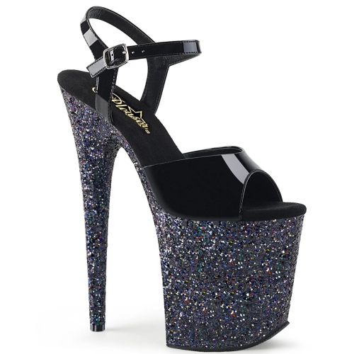 FLAMINGO-809LG Blk Pat/Blk Multi Glitter