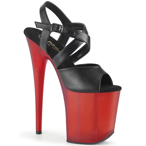 FLAMINGO-822T Blk Faux Leather/Frosted Red