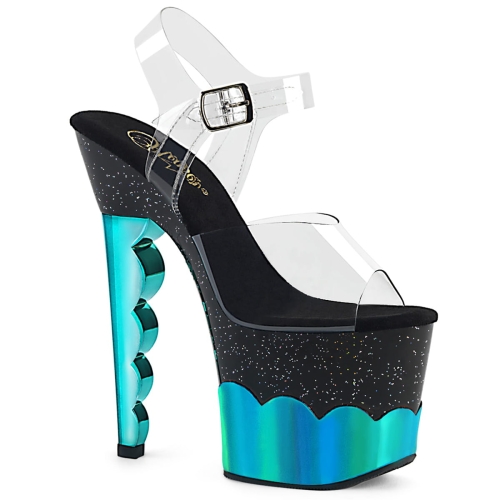 SCALLOP-708-2HGM Clr/Blk-Aqua Hologram