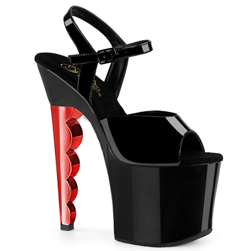 SCALLOP-709CH Blk Pat/Blk-Red Chrome