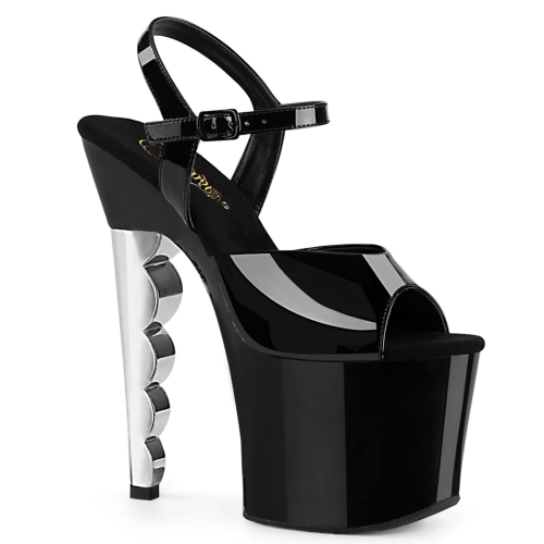 SCALLOP-709CH Blk Pat/Blk-Slv Chrome