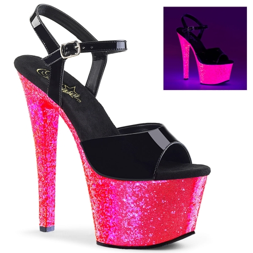 SKY-309UVLG Blk Pat/Neon H. Pink Glitter