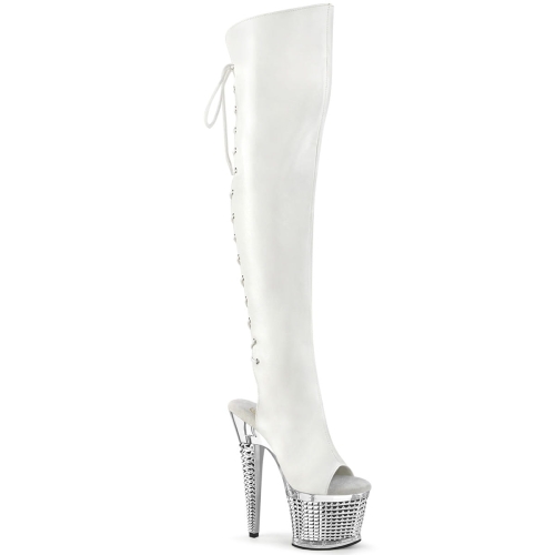 SPECTATOR-3019 Wht Faux Leather/Clr-Slv Chrome